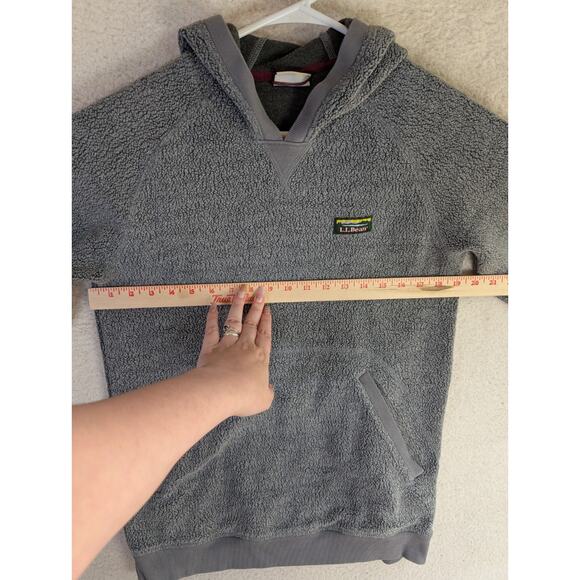 LL Bean Hoodie Sweatshirt Mens Small Gray Tumbled Sherpa Pile Pullover - Picture 8 of 16